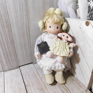 Precious Moments Doll with Doll 1994, Porcelain Precious Moments Doll, Vintage Doll, Mothers Day, Gift, Memories, Daysgonebytreasures, *y