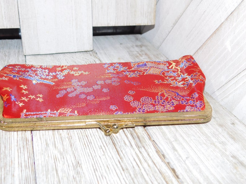 Vintage Red and Gold Asian Coin Pure Make Up Bag Vintage | Etsy