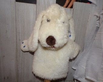 Applause Puppet Dog, Push Dog Puppet, Stuffed Dog Puppet, White Puppy, Vtg Toys, Childhood Memories, Gift, Prop, Daysgonebytreasures,