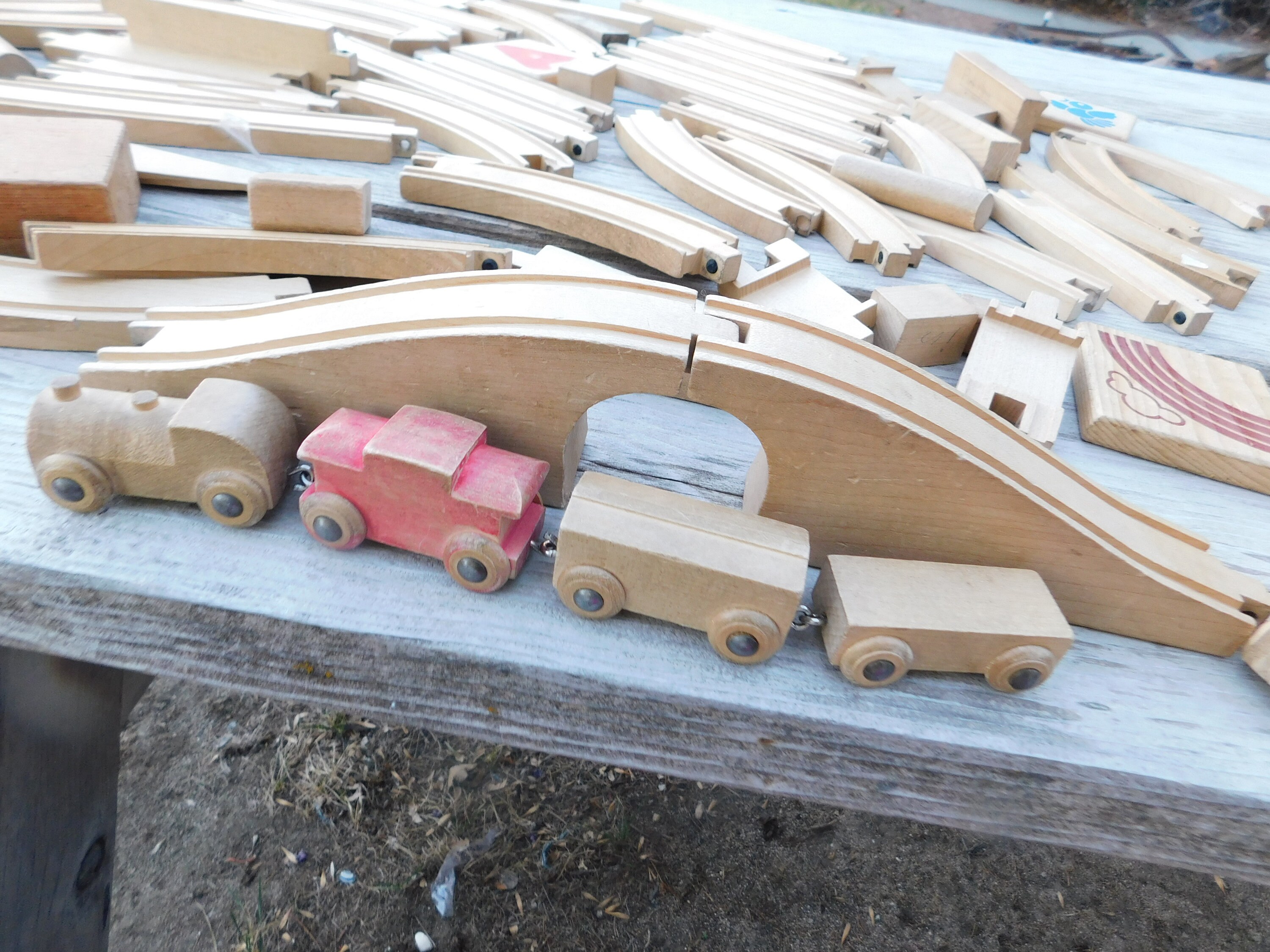 Vintage Wooden Train Set With Lots of 