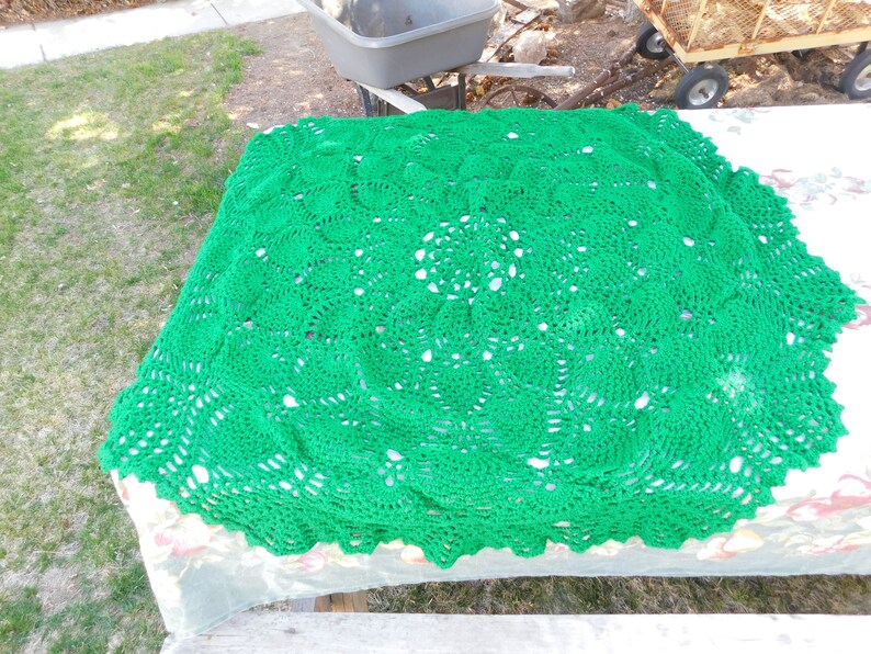 Vintage Round Crochet Tablecloth Cover Small Crocheted Table Etsy