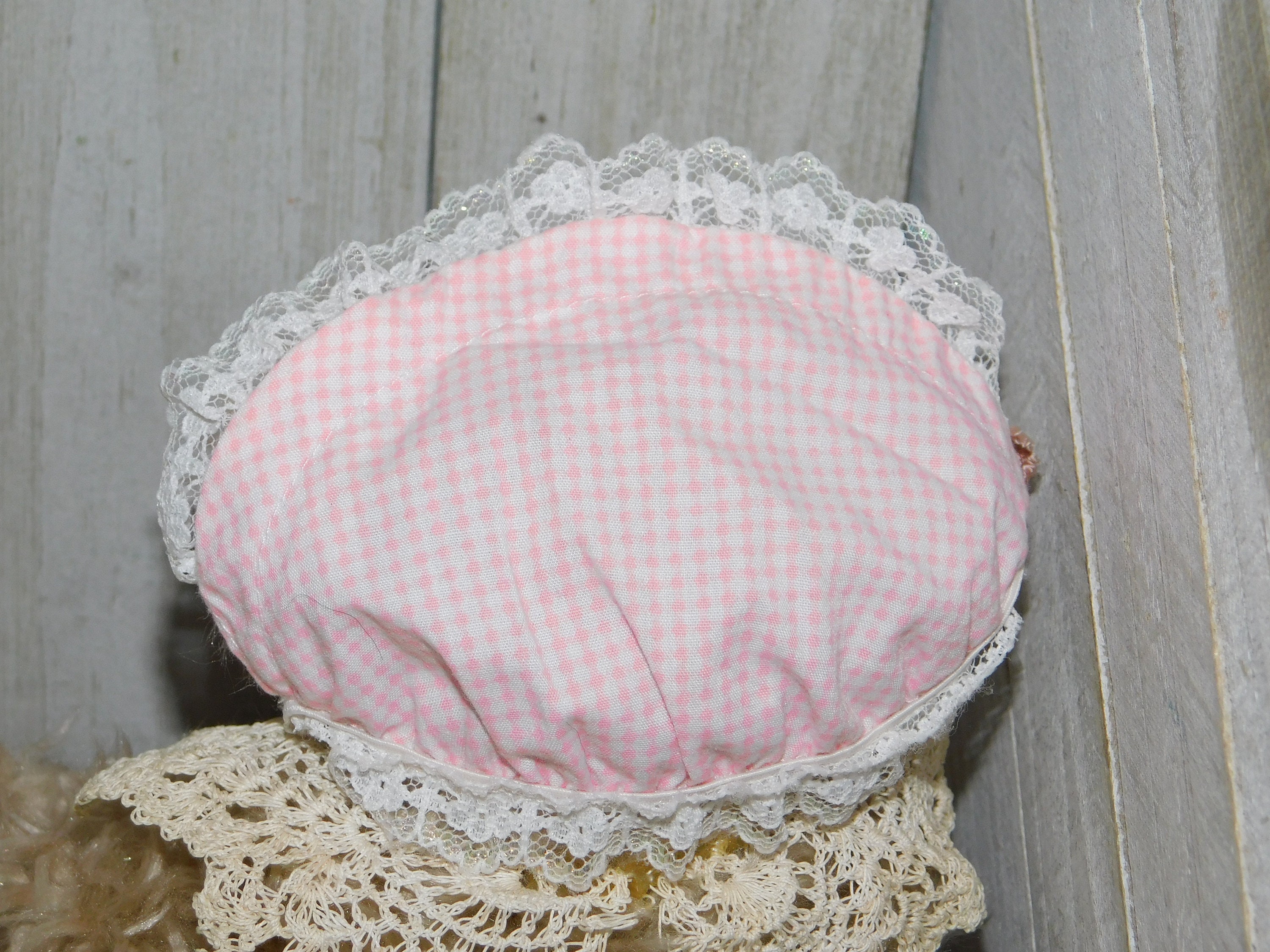 Handmade White Bear Bonnet w/ Pink Satin Lining il_fullxfull.7371358678_b4hm.jpg main image 3