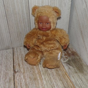Anne Geddes Bear Doll Small Doll, 1997 Cloth Body Doll Brown Face Doll Memories, Gift, Prop, Daysgonebytreasures *