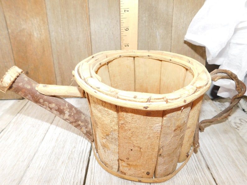 Rustic Log Wood Watering Pitcher Planter Log Watering Etsy