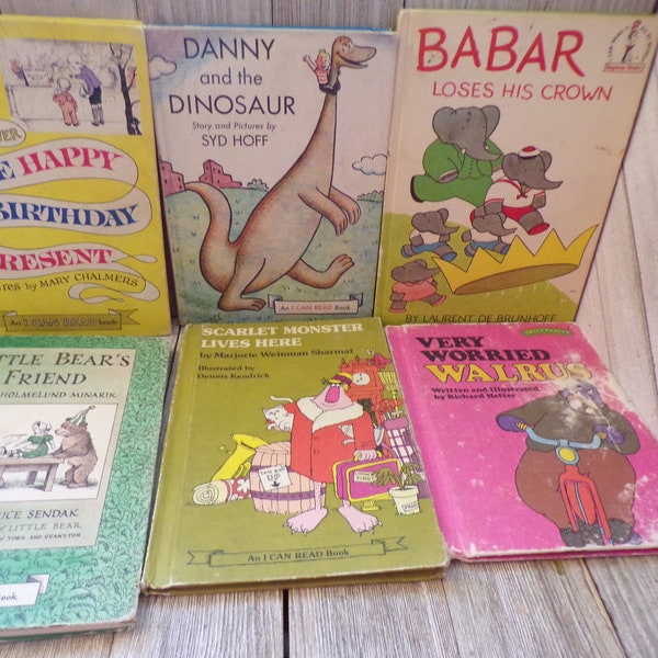 Vtg I can Read Book You Pick Learning to Read Happy Birthday Present Danny Dinosaur Babar His Crown Little Bear Daysgonebytreasures *