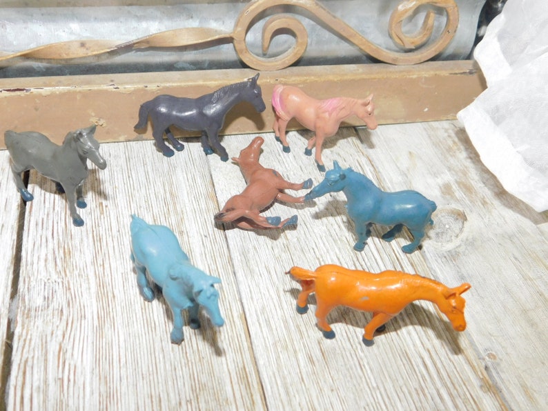 Vintage Group of Small Ponys, Small Ponies, Horses, Small Horse, Vintage Toy Ponys, Prop, Gift Idea, daysgonebytreasures shc***D