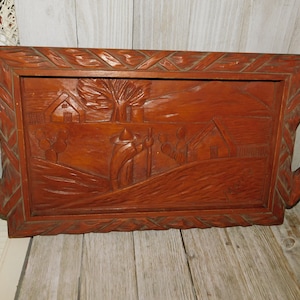 Wooden Mexican Carved Tray Primitive Folk Art, Vintage Carved Wood Tray, Vint Kitchen Decor, Vintage Home Decor, Daysgonebytreasures *y