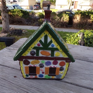Ceramic Ginger House Cookie Jar Hand Painted, Hansel Gretel House, Vintage Cookie Jar, House Cookie Jar Kitchen Decor Daysgonebytreasures *y