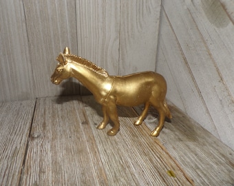 Vintage Gold Rubber Horse Rubber Small Horse, Rubber Animals, Vintage Toys, Home Decor, Memories, Gift, Prop, Daysgonebytreasures *