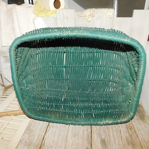 Basket Wicker Basket, Large Wicker Basket, Vintage Home Decor, Green Basket, Storage, Organization, Memories, Daysgonebytreasures *y