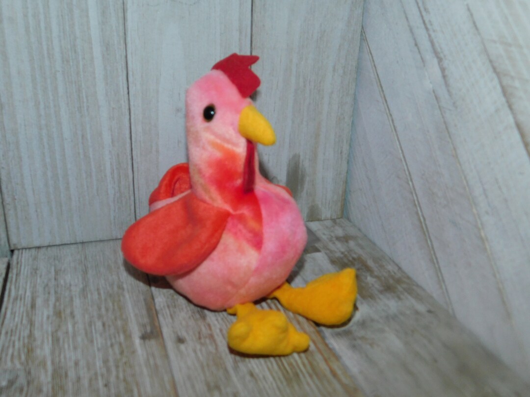 Ty Beanie Babies Rooster Srut 1996, Vintage Stuffed Beanie Babies, Vintage Stuffed Rooster
