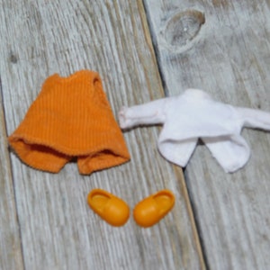 Vintage Little Strawberry Shortcakes Orange outfit w Shoes, Vintage Doll Clothes, Vtg Toy, Childhood Memories, Gift Daysgonebytreasureas *c