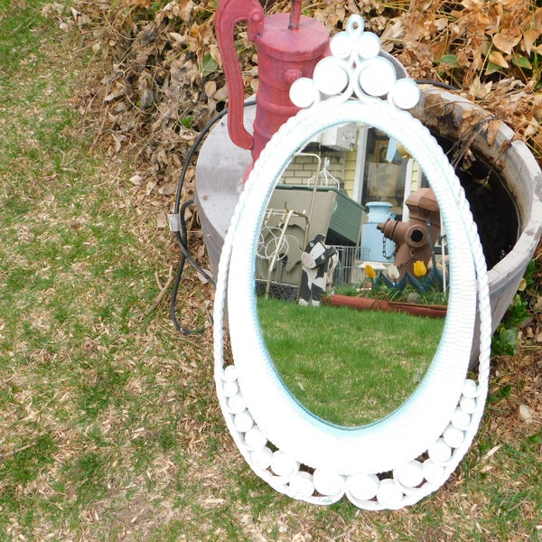 Oval Shaped Mirror, Vtg Plastic Mirror, Vtg Home Decor, Vtg Country Decor, Farm House Decor,  Memories Gift Prop Daysgonebytreasures *y