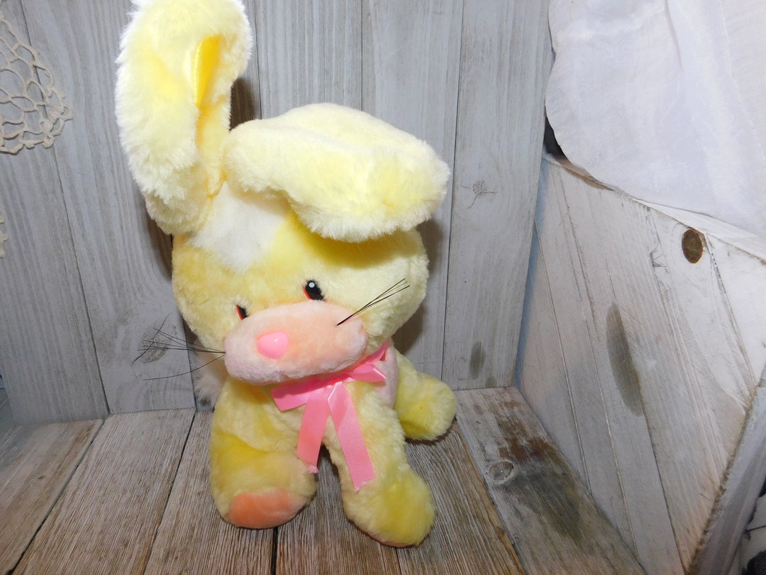 BUNNY Plush Yellow Young Date Yellow and Pink Stuffed Bunny Rabbit ...