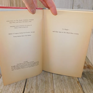 May include: A close-up of the copyright and publishing information page of a book. The text reads "Published by The World Publishing Company, 2231 West 110th Street, Cleveland 2, Ohio. Published simultaneously in Canada by Nelson, Foster & Scott Ltd."