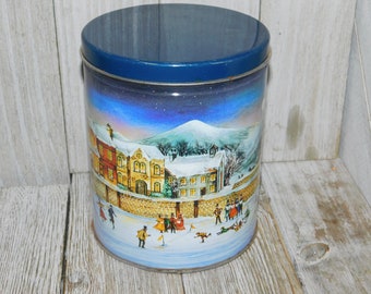 Vintage John Oates 1991 Winter Round Tin Can, Vintage Tin Can, Vintage Home Decor, Storage, Prop, Memories, Gift Idea,Daysgonebytreasures *