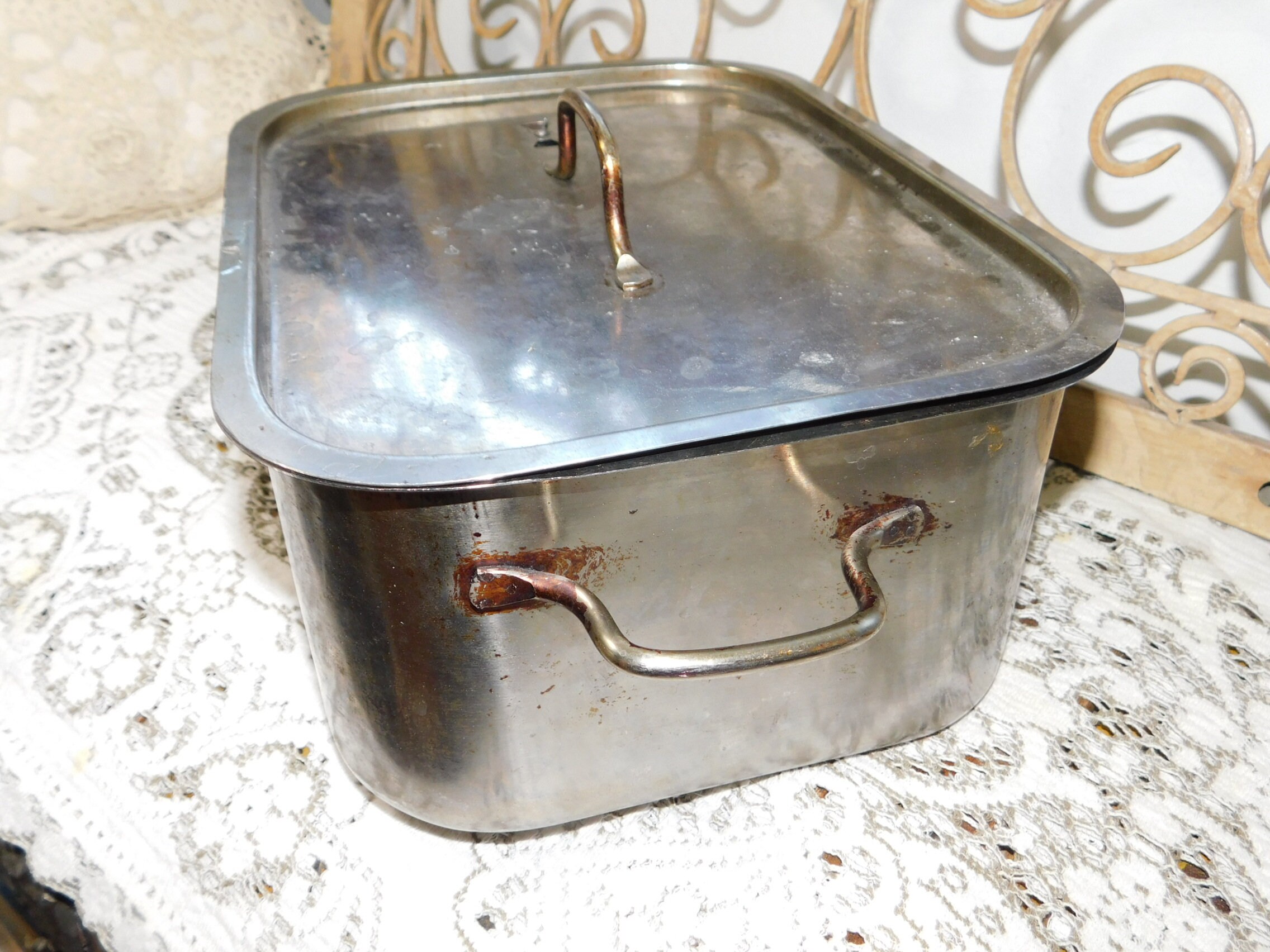 Vintage Small Steaming Roasting Pan with Rack 4 pc Set Etsy