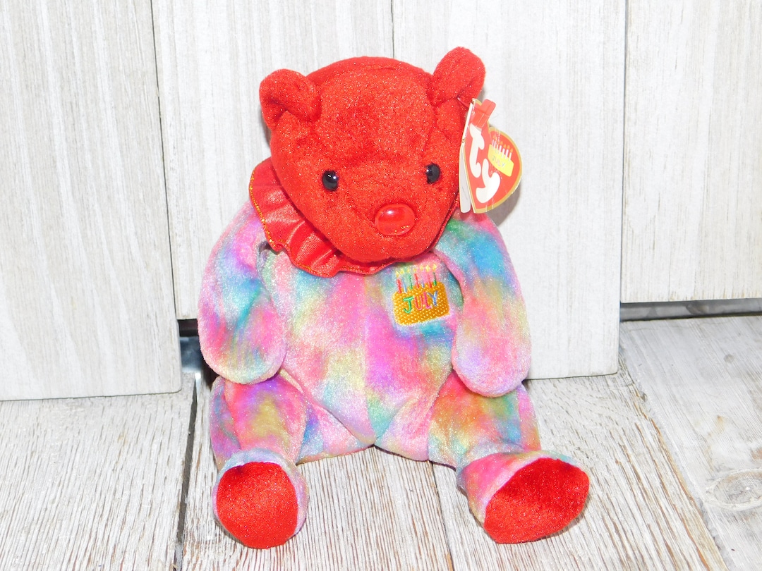 Ty Ruby Ty July Ruby Happy Birthday Bear, Vintage Ty Bear, Vintage Stuffed Toys ...