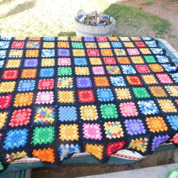 Granny Square Afghan Etsy