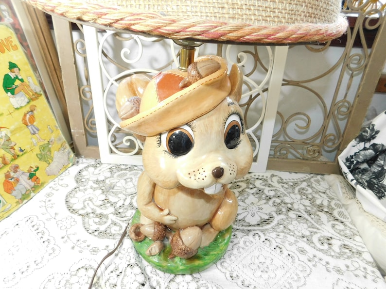 Cabin Decor Squirrel Vintage Lamp Animal Factory Squirrel 77 Child room decor Wild Life Animal Lamp Vintage Table Lamp Country Decor