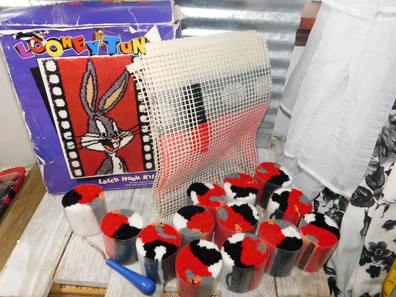 Vintage Bugs Bunny Kit, Craft Kit, Latch and Hook Kit Bugs Bunny, Crafts, Yarn Craft, daysgonebytreasures