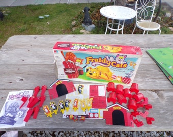 Fraidy Cat 1994 GAME PARTS, You Pick , Replacement Pieces, Trash Can, Cat Launcher, Cat Pawns,  Corners, Instructions, Daysgonebytreasures