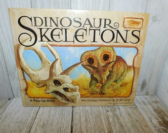 Dinosaur Skeletons A Pop Up Book, Vintage Childs Book 1991 ,Pop Up Book, Hard Cover Book, Home Schooling, Learning Book, Memories, *