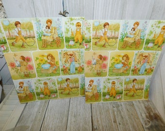 Current Wrapping Paper 79, Vintage Wrapping Paper w Children, Children, Gift Wrapping Paper, Vint Home Decor, Craft, Daysgonebytreasures *