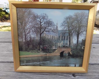 Church Print Wall Hanging with Stream and Bridge, Holland ? Farmhouse Decor, Memories, Gift, Prop, Daysgonebytreasures