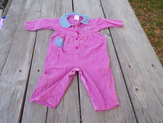 Vtg Spirit  Baby Girl Outfit, Pink Gingham Baby G… - image 1