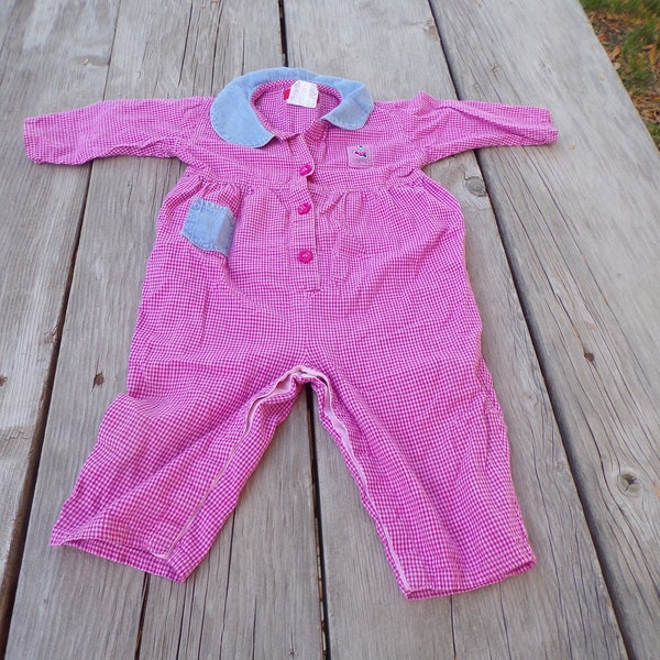 Vtg Spirit  Baby Girl Outfit, Pink Gingham Baby Girl Clothes, Vintage Baby Clothes, Gift Memories, Prop, Daysgonebytreasures *