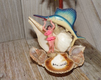 Vtg Mauatla Island Shells Rare Island Souvenir, Island Dancer, Hawaiian Dancer, Sword Fish, Shells, Beach, Memories, Daysgoenbytreasures **