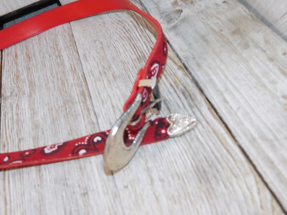 Vintage Paisley Red and White Cowgirl Belt, Vinta… - image 5