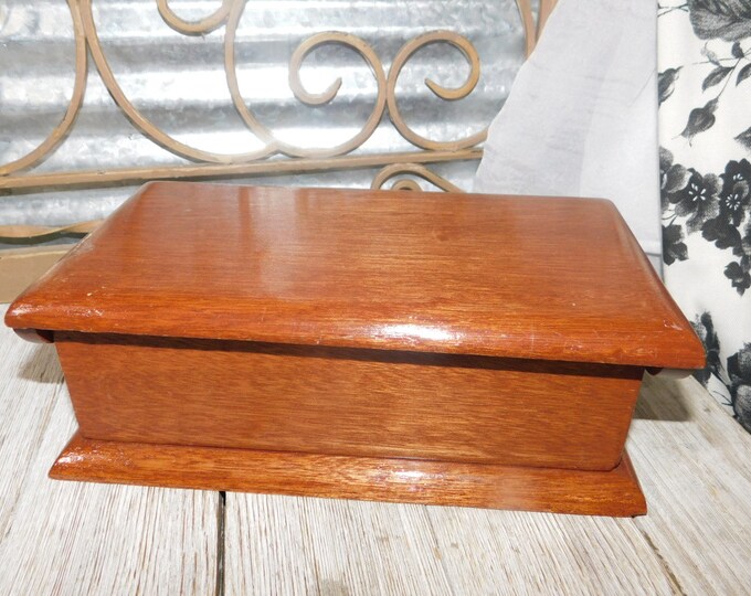 Wood Box With Lid on It Vintage Wood Storage Box Treasure Etsy