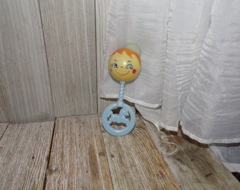 Vtg Baby Rattle, Happy Face Rattle, Rocking Horse, Vtg Baby Toys, Baby Gift Wrapping, Memories, Gift, Daysgonebytreasures **