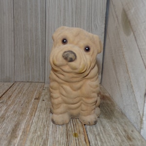 Vintage J S N Y Dog, Flocked Wrinkles Puppy, Piggy Bank, Vintage Piggy Bank, Vtg Fuzzy Dog Coin Dog Bank Memories Daysgonebytreasures *