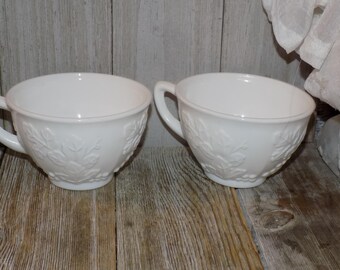 MILK GLASS CUPS,  Set 2, Milk Glass Mugs, Punch Bowl Cups, Wedding, Memories, Daysgonebytreasures *y