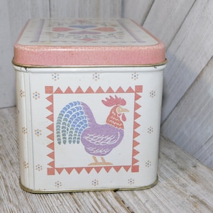 TIN CAN BOX Vintage Current Rooster Flower Basket 1985 Rooster Kitchen Decor Tin Can  Country Decor Farmhouse Decor Storage Gift