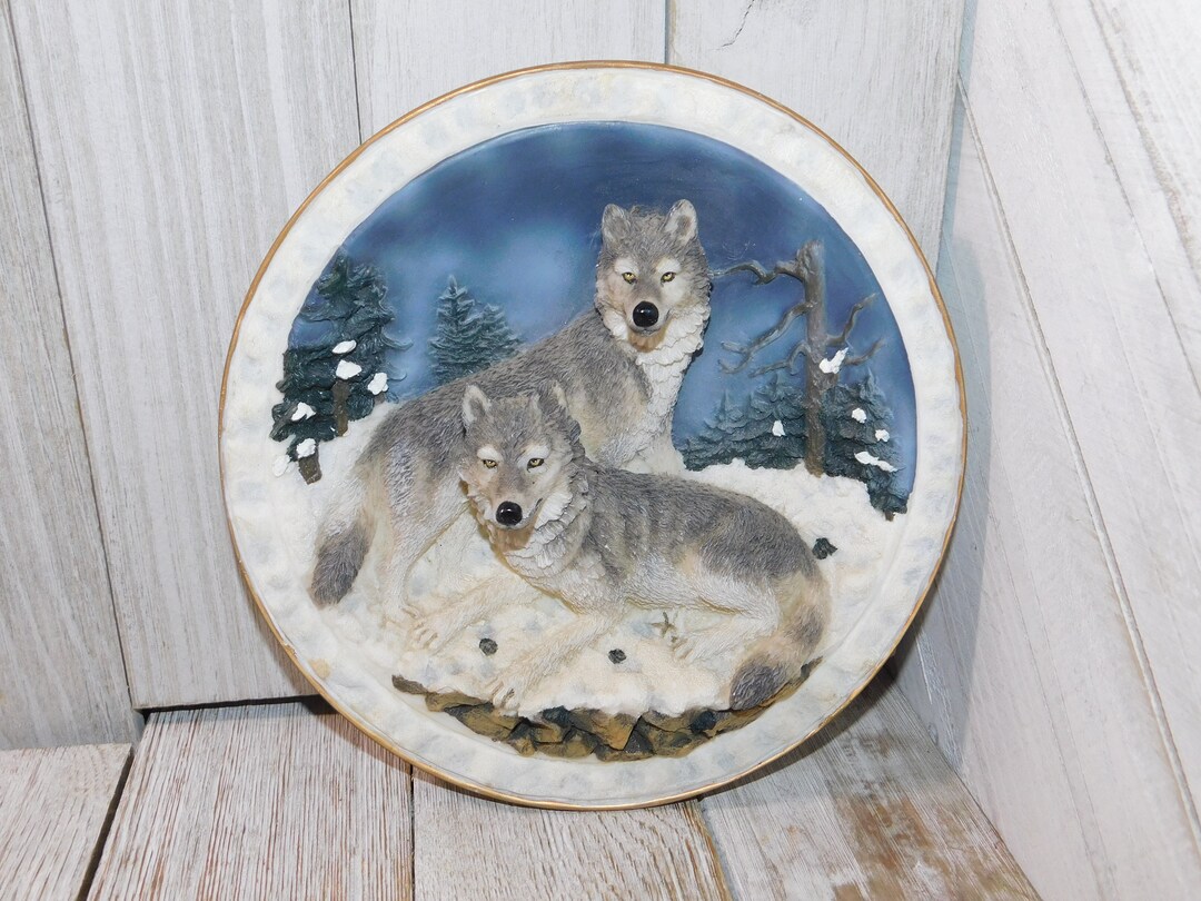 Vintage Wolf Plate by Sansco 1996 Vtg Wolf Plate Wolf Wild Etsy