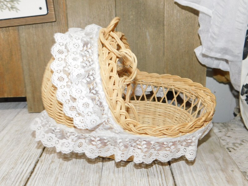 Vintage Hanging Wicker Doll Basket Small Doll Wicker Basket Etsy