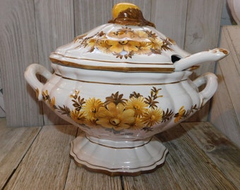 SOUP TUREEN  Italy Soup Yellow flowers  Tureen, Table Decor, Kitchen Decor, Gift, Wedding Gift, Memories, Prop, Daysgonebytreasures, *y