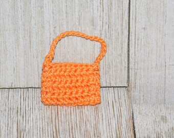 Crocheted or Knitted Orange Fashion Doll Purse, Doll Purse, Orange doll Purse, Vintage Doll Purse, Memories, Daysgonebytreasures,**