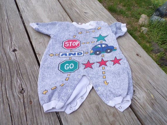 Baby Boy One piece Outfit, Snap Legs Car, Stop Si… - image 1