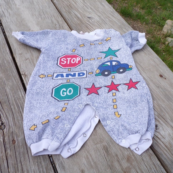 Baby Boy One piece Outfit, Snap Legs Car, Stop Sign, Stars, Roadway Outfit, New Born Outfit, Doll Clothes Gift Prop Daysgonebytreasures,