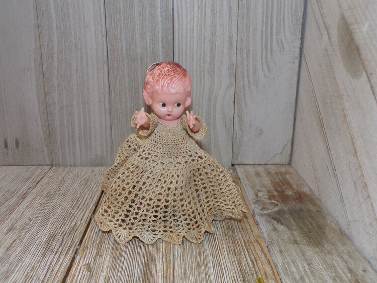 Antique Big Eye Knickerbocker Plastic Flapper Girl Doll Antique