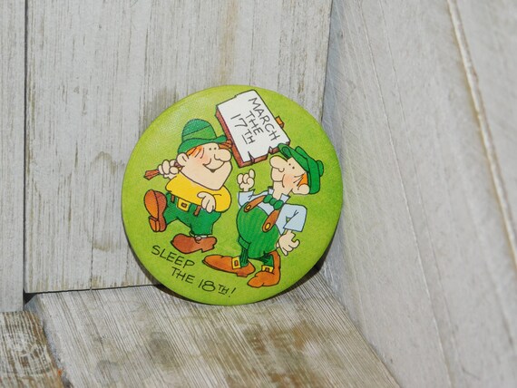 Irish Button Pin, 1979, Vintage Pin, Irish, Round Metal Button Pin, March Button Pin, Childhood Memories, Gift, Daysgonebytreasures, *