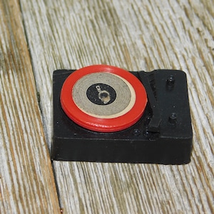 Doll Record Player, Red Black Fashion Doll Record Player, Doll Record player, Mini Record Player, Daysgonebytreasures *