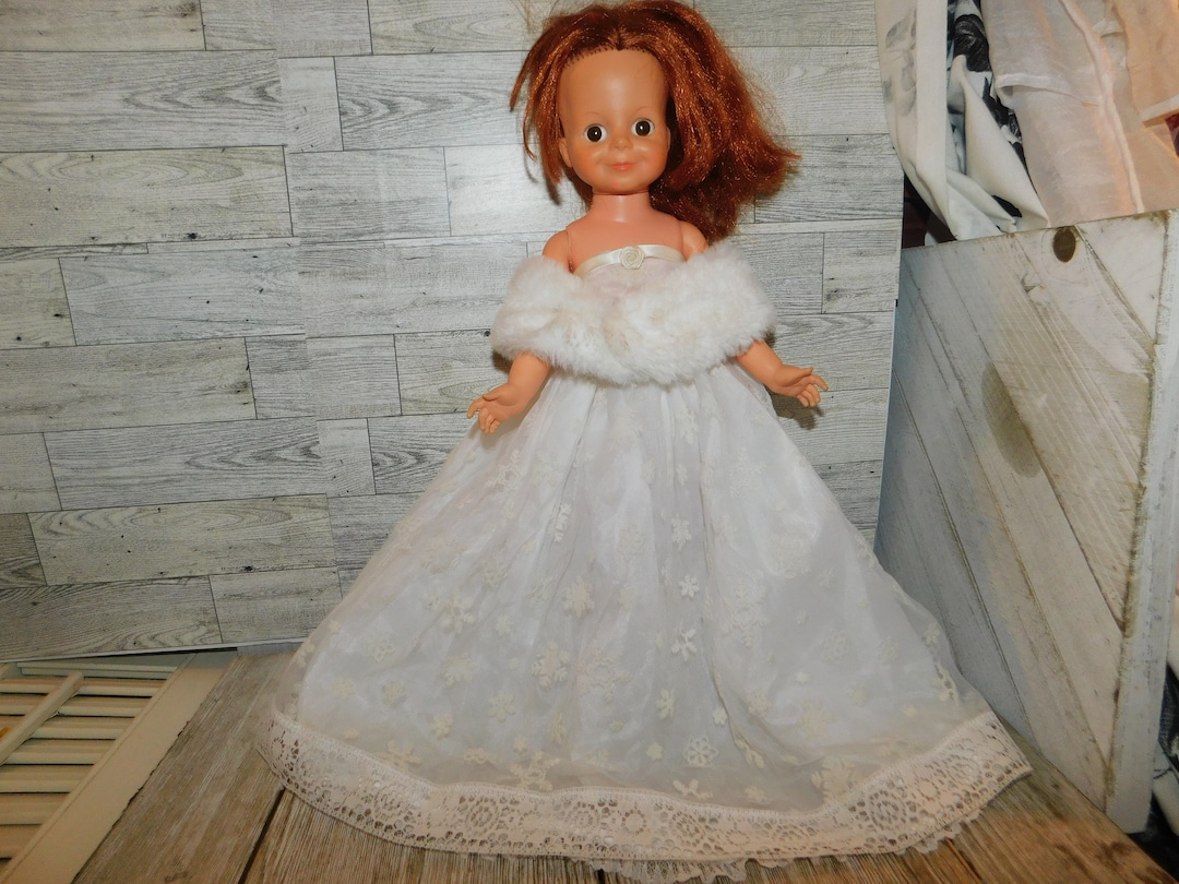 Vint Fancy Doll Dress Vtg White Doll Dress Doll Evening Gown Etsy