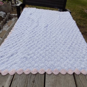 Afghan Baby Afghan, Lap Afghan, Baby Blanket, Baby Gift, White pink Afghan, Prop, Memories, Daysgonebytreasures,  *y