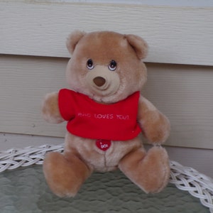 Applause Who Loves You Bear, Plush Teddy Bear, Stuffed Bear, Brown Teddy Bear, Memories, Gift, Prop, Daysgonebytreasures *y